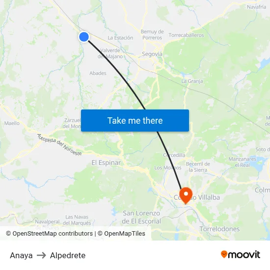 Anaya to Alpedrete map