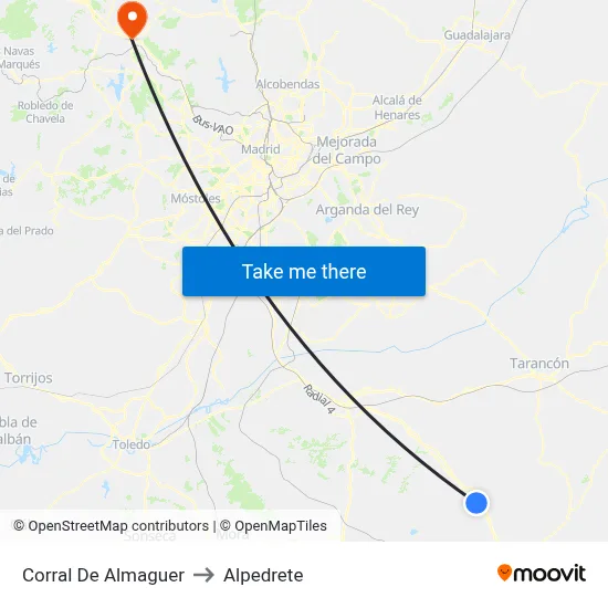 Corral De Almaguer to Alpedrete map