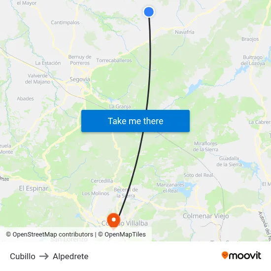 Cubillo to Alpedrete map