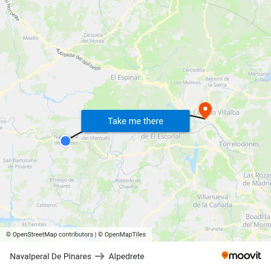 Navalperal De Pinares to Alpedrete map