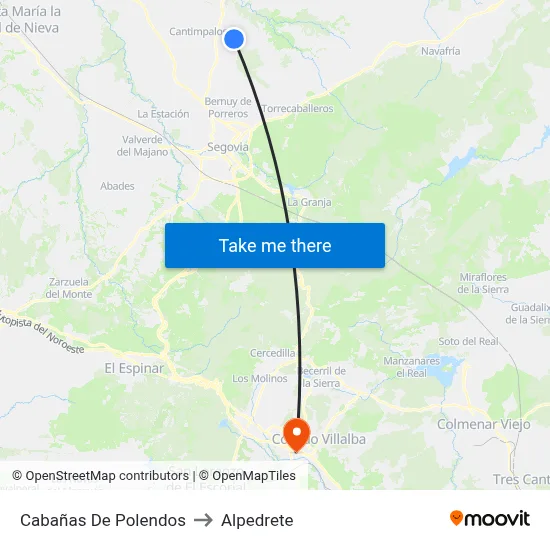 Cabañas De Polendos to Alpedrete map