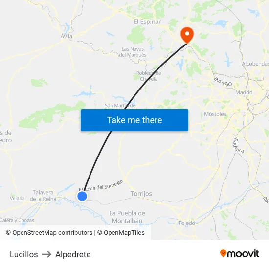 Lucillos to Alpedrete map