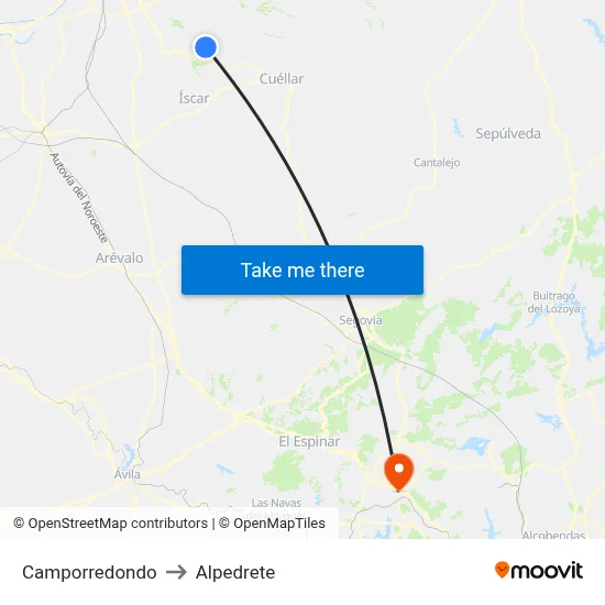 Camporredondo to Alpedrete map
