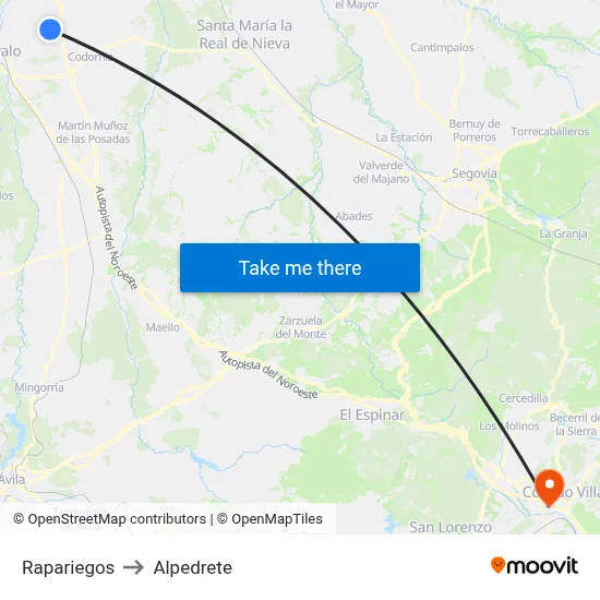 Rapariegos to Alpedrete map