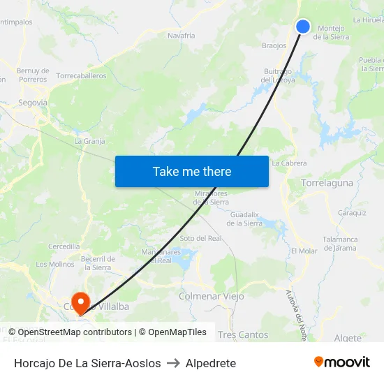 Horcajo De La Sierra-Aoslos to Alpedrete map