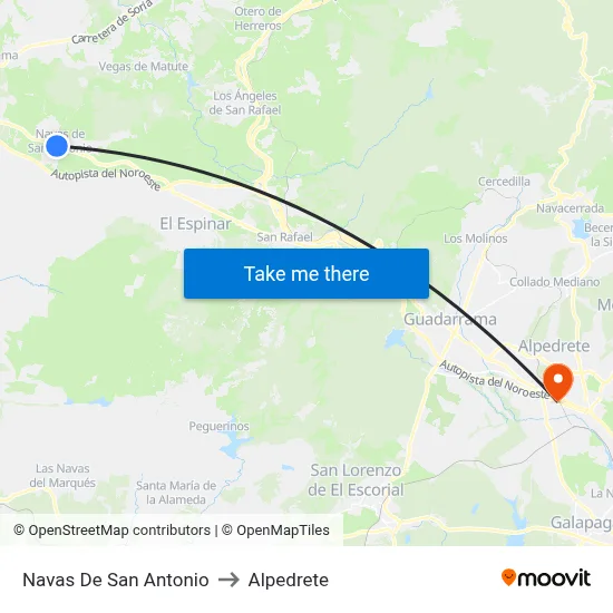 Navas De San Antonio to Alpedrete map