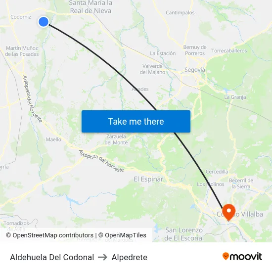 Aldehuela Del Codonal to Alpedrete map