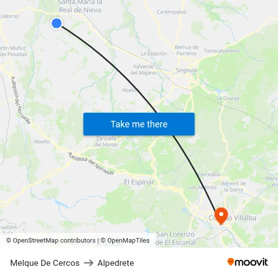 Melque De Cercos to Alpedrete map