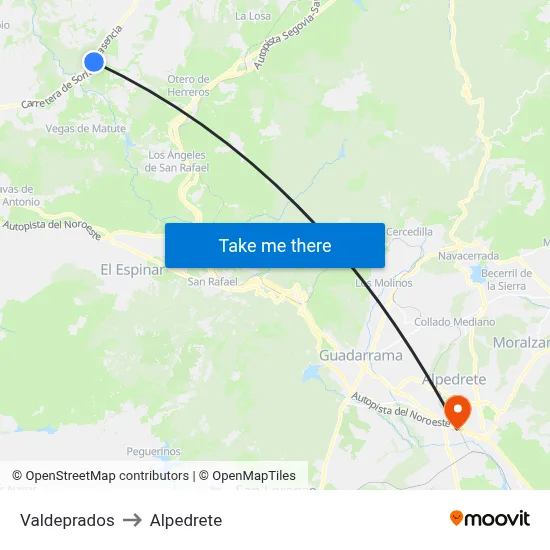 Valdeprados to Alpedrete map