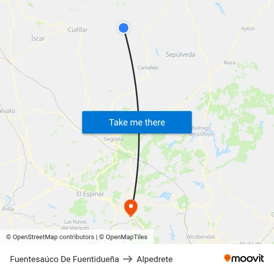 Fuentesaúco De Fuentidueña to Alpedrete map