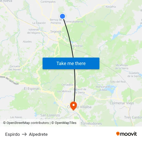 Espirdo to Alpedrete map