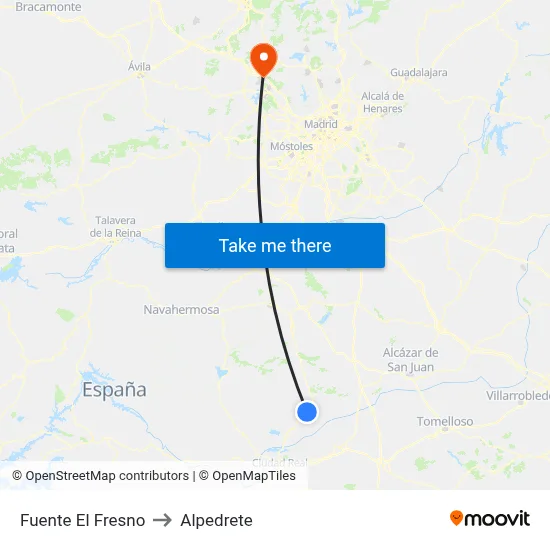 Fuente El Fresno to Alpedrete map