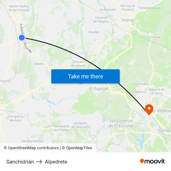 Sanchidrián to Alpedrete map