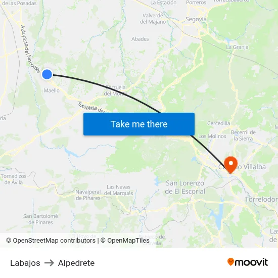 Labajos to Alpedrete map