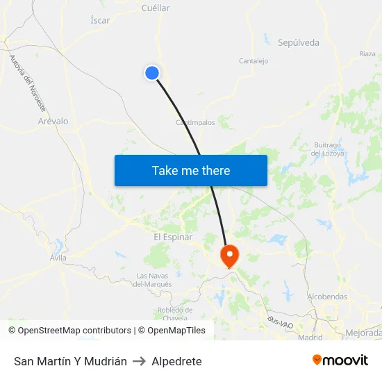 San Martín Y Mudrián to Alpedrete map