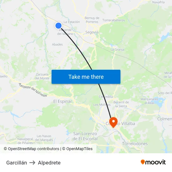 Garcillán to Alpedrete map