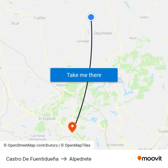 Castro De Fuentidueña to Alpedrete map
