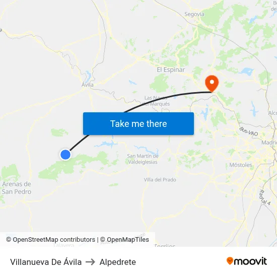 Villanueva De Ávila to Alpedrete map