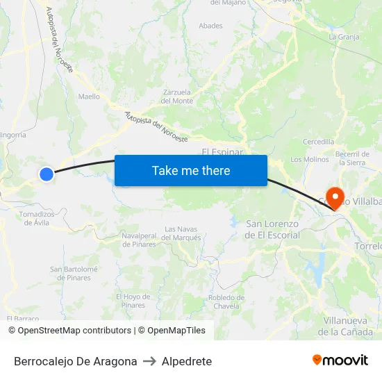 Berrocalejo De Aragona to Alpedrete map