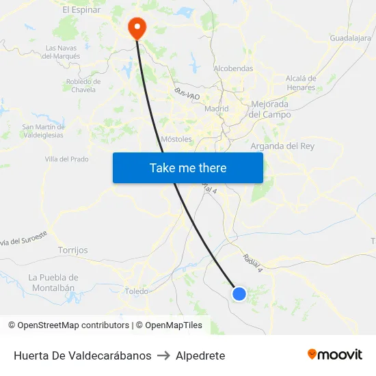Huerta De Valdecarábanos to Alpedrete map