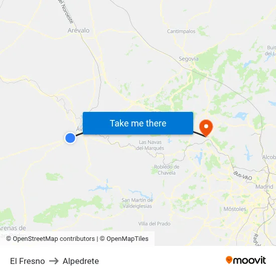 El Fresno to Alpedrete map