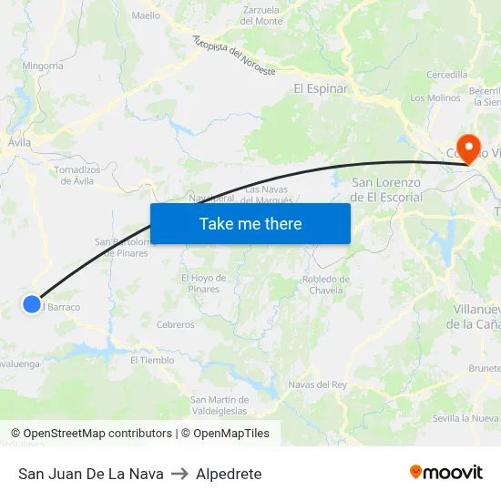 San Juan De La Nava to Alpedrete map