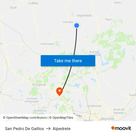 San Pedro De Gaíllos to Alpedrete map