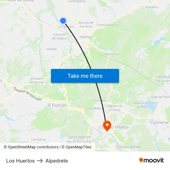 Los Huertos to Alpedrete map