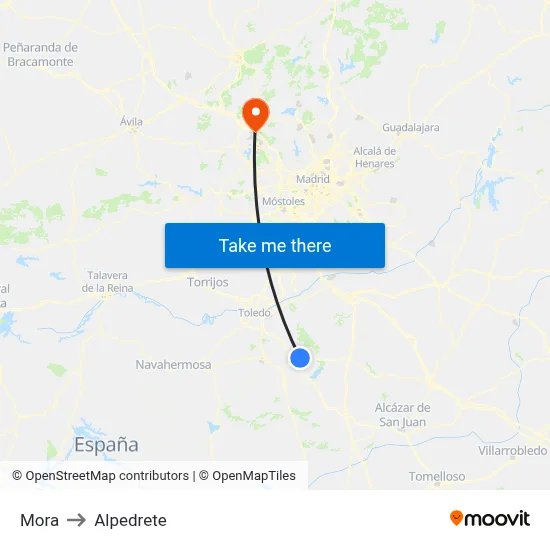 Mora to Alpedrete map