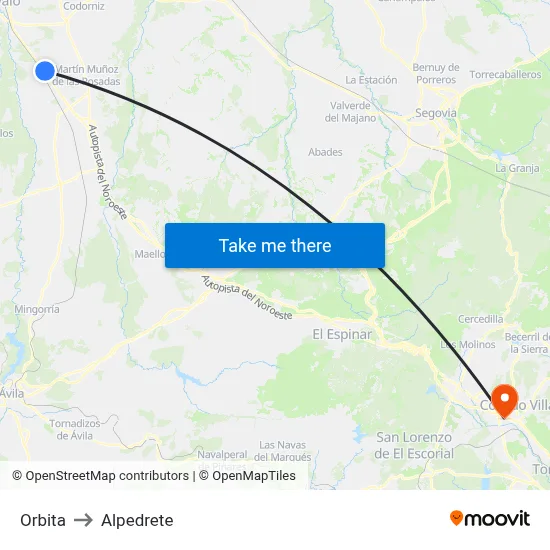 Orbita to Alpedrete map
