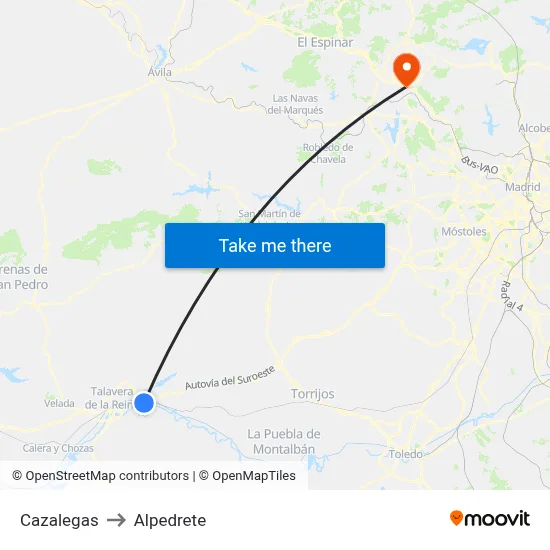 Cazalegas to Alpedrete map