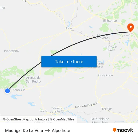 Madrigal De La Vera to Alpedrete map
