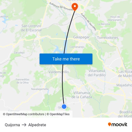 Quijorna to Alpedrete map