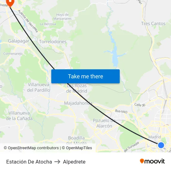 Estación De Atocha to Alpedrete map