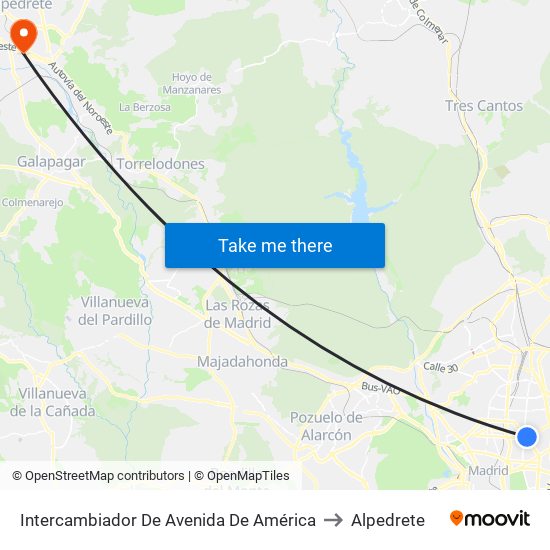 Intercambiador De Avenida De América to Alpedrete map