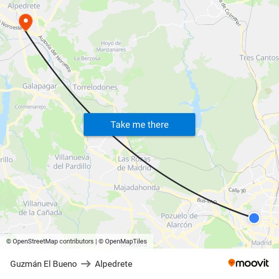 Guzmán El Bueno to Alpedrete map