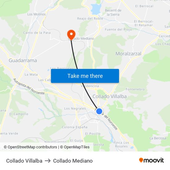 Collado Villalba to Collado Mediano map