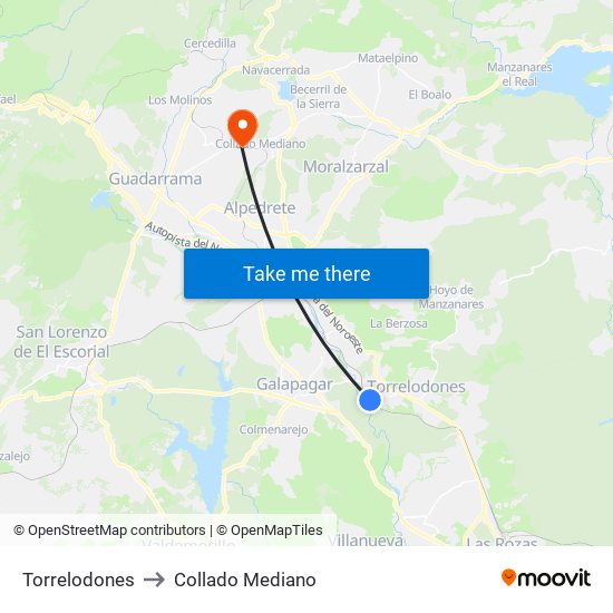 Torrelodones to Collado Mediano map