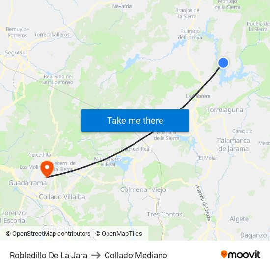 Robledillo De La Jara to Collado Mediano map