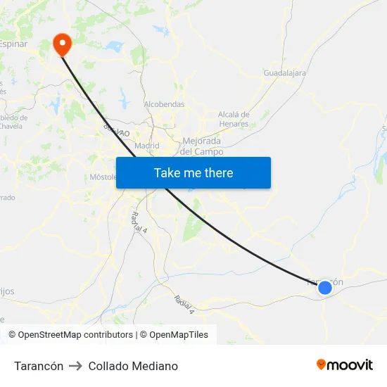 Tarancón to Collado Mediano map