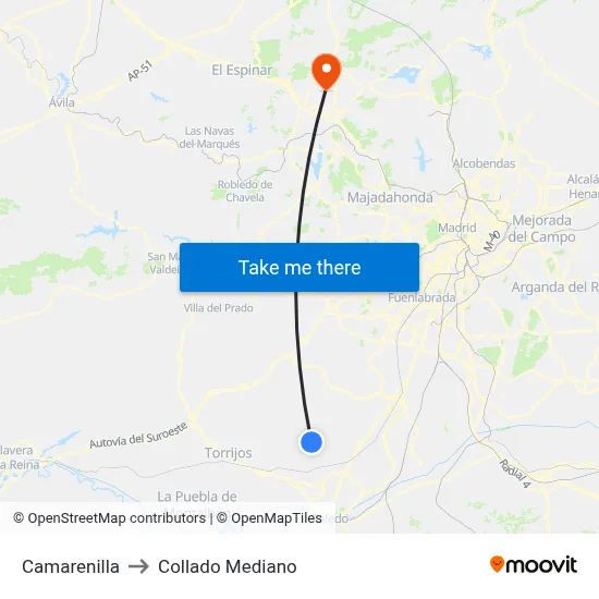Camarenilla to Collado Mediano map