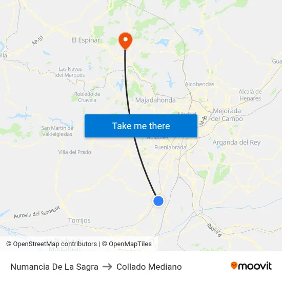 Numancia De La Sagra to Collado Mediano map