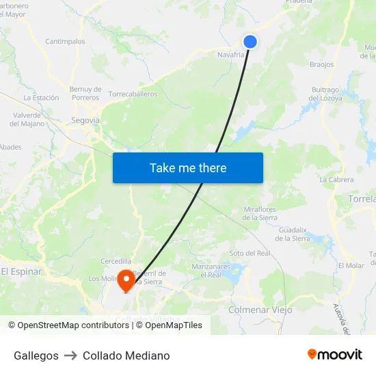 Gallegos to Collado Mediano map
