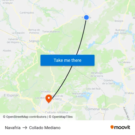 Navafría to Collado Mediano map