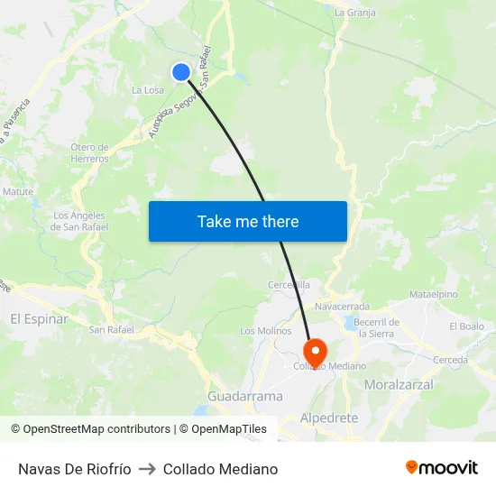 Navas De Riofrío to Collado Mediano map