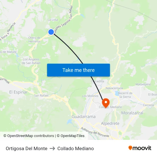 Ortigosa Del Monte to Collado Mediano map