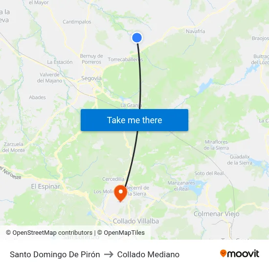 Santo Domingo De Pirón to Collado Mediano map