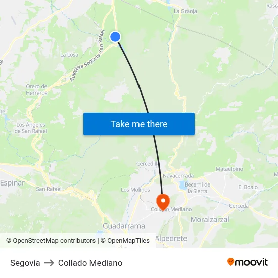 Segovia to Collado Mediano map
