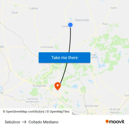 Sebúlcor to Collado Mediano map