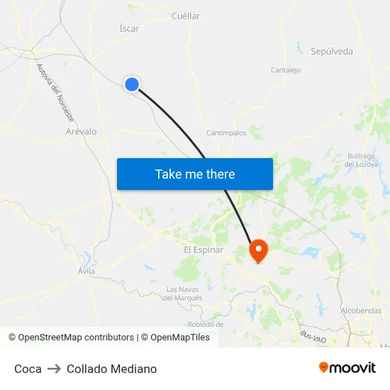 Coca to Collado Mediano map